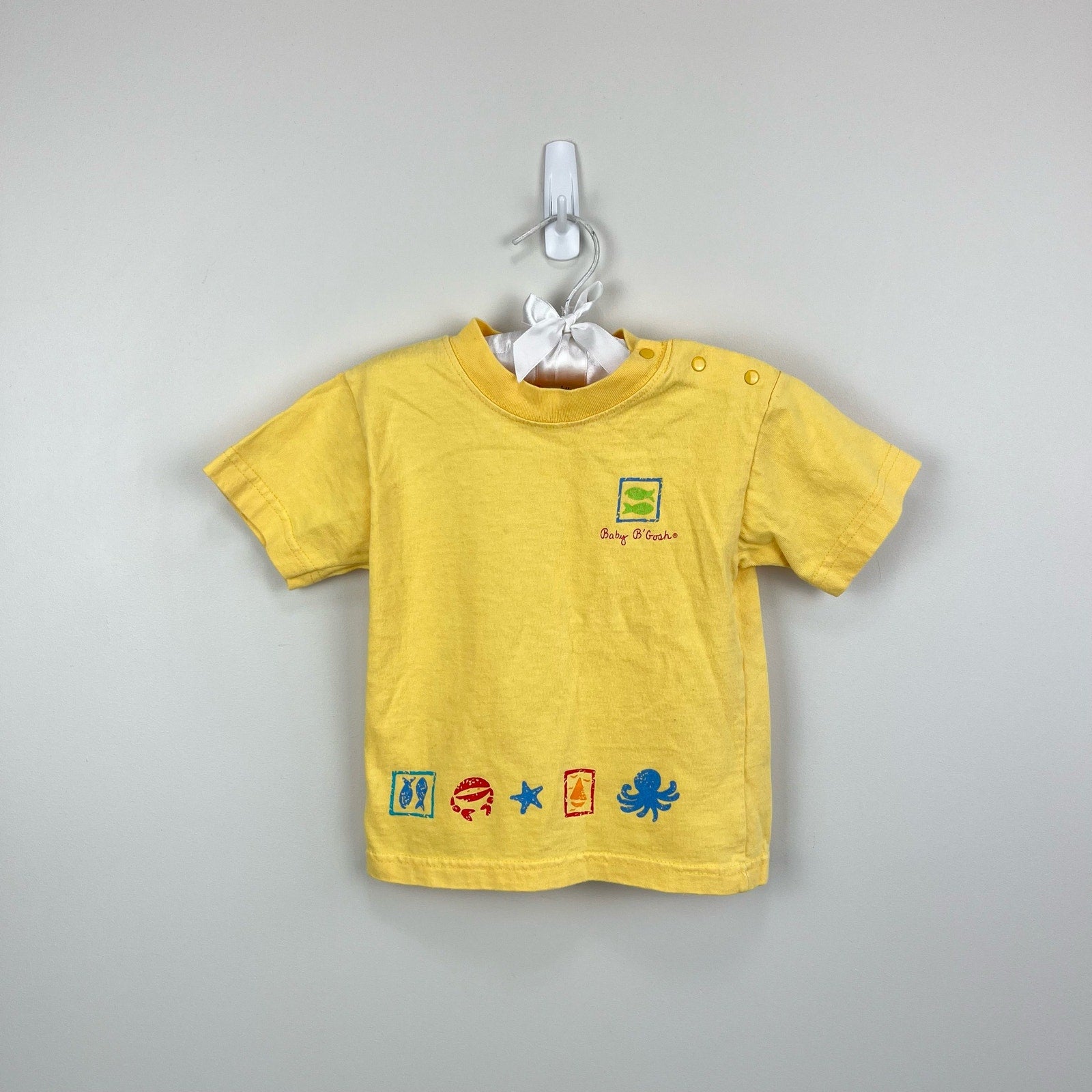 Vintage OshKosh B'gosh Yellow Beach Tee Shirt 24 Months USA