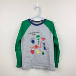 Load image into Gallery viewer, Mini Boden Glowing Space Raglan T-shirt Grey Marl/Green Aliens 7-8
