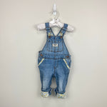 Load image into Gallery viewer, OshKosh B'gosh Floral Cuff Blue Jean Overalls 9-12 Months
