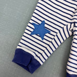 Load image into Gallery viewer, Mini Boden Essential Jersey Trousers Navy Stripe Applique Stars 3-6 Months
