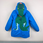 Load image into Gallery viewer, Mini Boden Cosy Sherpa-lined Anorak Jacket Moroccan Blue Dinosaur 6-7
