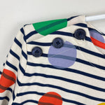 Load image into Gallery viewer, Mini Boden Fun Breton Dress Ivory Navy Stripe Rainbow Polka Dots 7-8 NWOT
