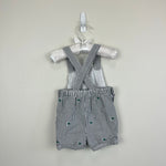 Load image into Gallery viewer, Ralph Lauren Seersucker Striped Flag Shortall Romper 6 Months

