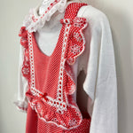 Load image into Gallery viewer, Vintage Carter's Red Ruffle Lace Overalls Set 24 Months USA
