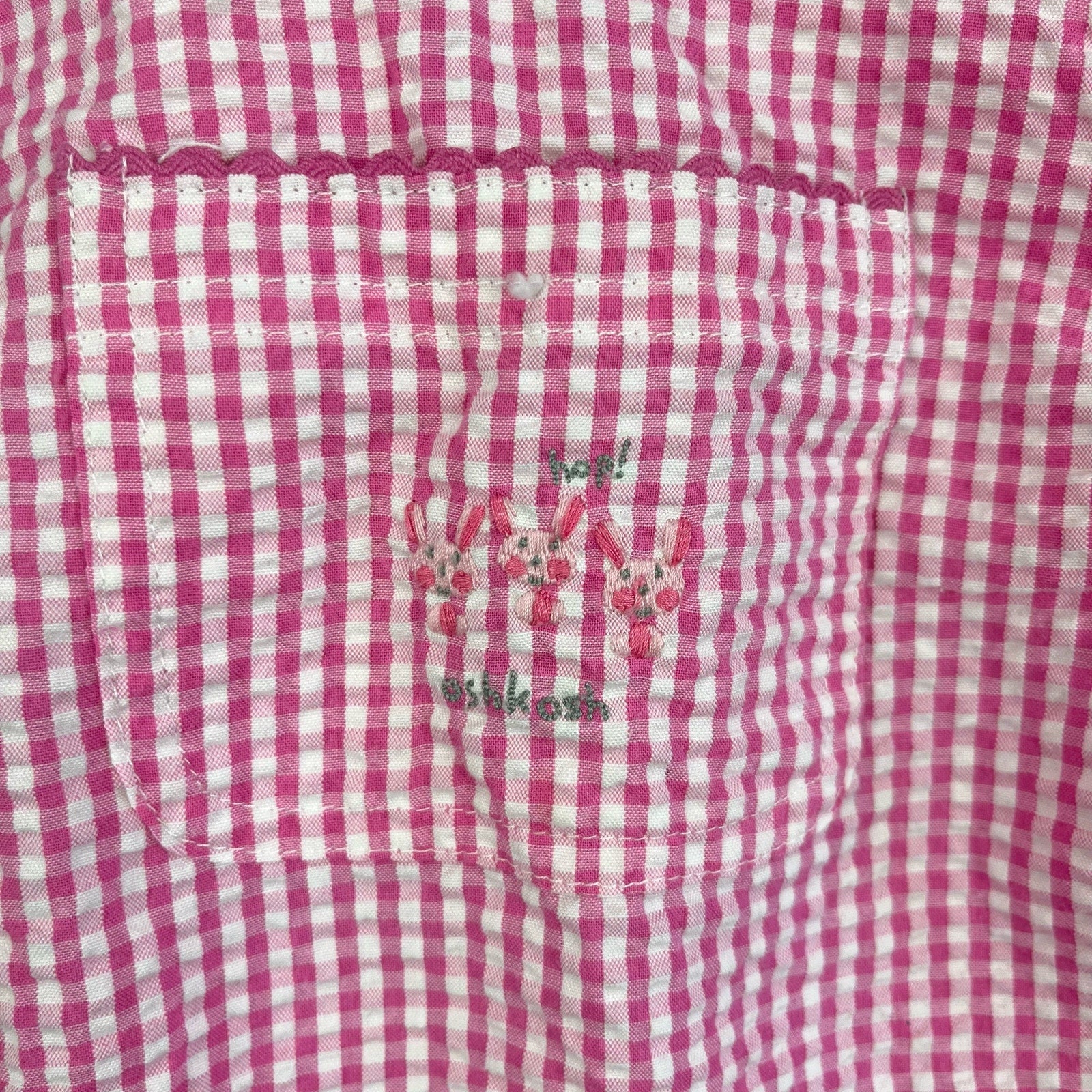 Vintage OshKosh B'gosh Pink Plaid Bunny Romper 18 Months