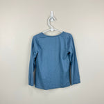 Load image into Gallery viewer, Mini Boden Long Sleeve Blue Patchwork Flower Applique Jersey T-Shirt 5-6
