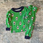 Load image into Gallery viewer, Hanna Andersson Green Santa Robot Long John Pajamas 80 cm 18-24 Months
