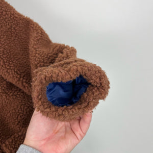 Mini Boden Borg Teddy Bear Duffle Coat Natural Brown 4-5
