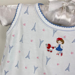 Load image into Gallery viewer, Magnolia Baby Ruffle Bubble Romper &amp; Sun Hat Paris Print 6 Months
