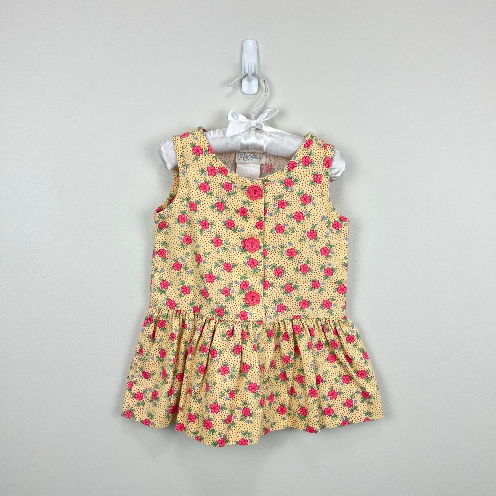 Vintage Rare Editions Yellow Floral Dress 2T USA