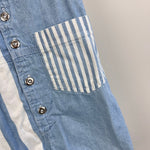 Load image into Gallery viewer, Vintage Mixed Blue Stripe Shortall Romper 4T
