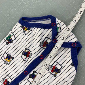 Vintage Cotton Club Striped Bunny Bear Bike Romper Bodysuit 3-6 Months