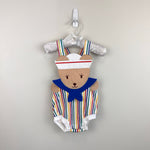Load image into Gallery viewer, Vintage Fisher Price Kidswear Rainbow Stripe Sailor Bear Sunsuit Romper 12 Months
