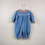 Load image into Gallery viewer, Vintage Baby Beluga New York Floral Denim Jumpsuit Romper 12 Months
