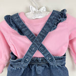 Load image into Gallery viewer, Hanna Andersson Rainbow Heart Ruffle Denim Overalls Set 60 cm 3-6 Months
