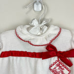 Load image into Gallery viewer, Vintage Carter&#39;s Baby&#39;s First Christmas Ruffle Footie Medium 12-18 lbs
