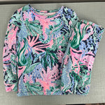 Load image into Gallery viewer, Lilly Pulitzer Girls Sammy Pajama Set Hi Tide Navy Bringing Mermaid Back 4T
