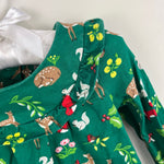 Load image into Gallery viewer, Mini Boden Shady Green Festive Woodland Ruffle Jersey Dress 6-9 Months
