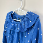 Load image into Gallery viewer, Mini Boden Elizabethan Blue Spot Ruffle Neck Top 6/7
