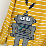 Load image into Gallery viewer, Hanna Andersson Long Sleeve Striped Applique T-Shirt Yellow Robot 110 cm 5T
