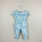 Load image into Gallery viewer, Janie and Jack Floral Jacquard Jumpsuit Sky Blue Floral 12-18 Months
