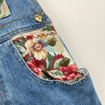 Load image into Gallery viewer, Vintage SWAT Kids Floral Patch Denim Shortalls 7 USA
