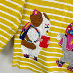 Load image into Gallery viewer, Mini Boden Front &amp; Back T-shirt Yellow Ivory Animals 5-6
