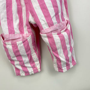 Vintage OshKosh B'gosh Pink Striped Overalls 18 Months USA