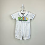 Load image into Gallery viewer, Lil Cactus Applique Easter Bunny Shortall Romper 6-12 Months
