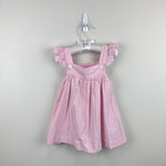Load image into Gallery viewer, Vintage Samara Pink Seersucker Teddy Bear Bow Pinafore Dress 24 Months
