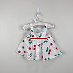 Load image into Gallery viewer, Vintage Y2K Miniwear White Red Cherries Dress Set 0-3 Months

