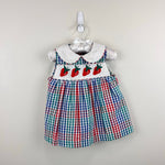 Load image into Gallery viewer, Vintage Samara Seersucker Plaid Strawberry Dress 18 Months
