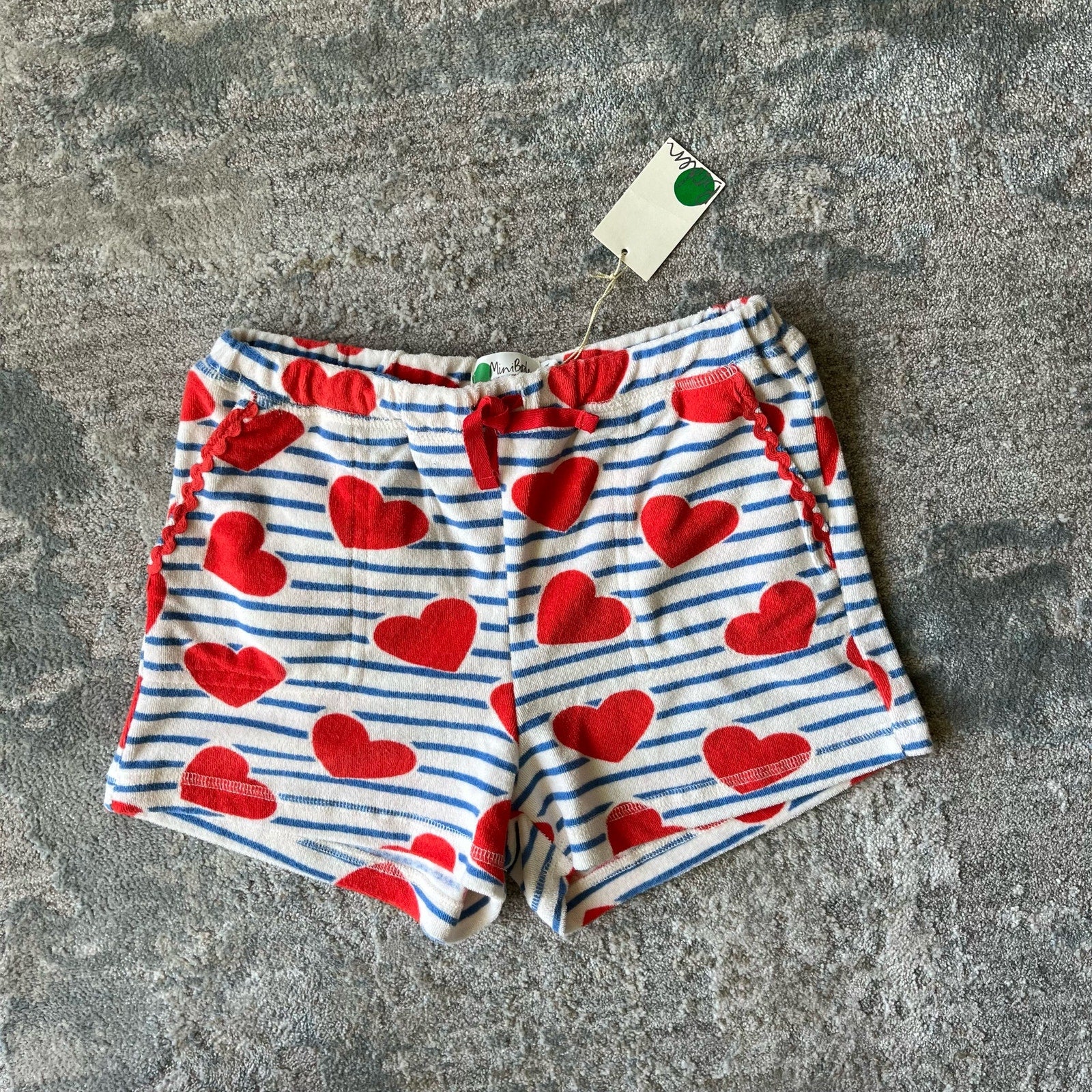 Mini Boden Toweling Heart Print Shorts 12 NWT