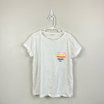 Load image into Gallery viewer, J. Crew Girls White Rainbow Heart Pocket T-Shirt 12
