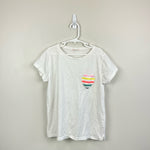 Load image into Gallery viewer, J. Crew Girls White Rainbow Heart Pocket T-Shirt 12

