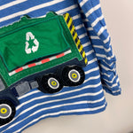 Load image into Gallery viewer, Mini Boden Lift-the-flap Trash Truck T-Shirt Elizabethan Blue/Ivory Stripe 7-8
