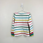 Load image into Gallery viewer, Mini Boden Fun Breton Tee Ivory/Multi Rainbow Cuff 7-8
