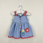 Load image into Gallery viewer, Vintage Girls Chambray Flower Applique Tank Dress 12 Months
