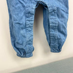 Load image into Gallery viewer, Mini Boden Chambray Ruffle Heart Dungarees 12-18 Months
