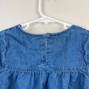 Mini Boden Logo Woven Embroidered Dress Mid Vintage Denim 5-6