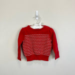 Load image into Gallery viewer, Janie and Jack Scallop Stripe Red Sweater 18-24 Months
