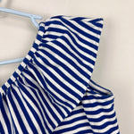 Load image into Gallery viewer, Florence Eiseman Asymmetrical Blue Stripe Knit Ruffle Dress 7
