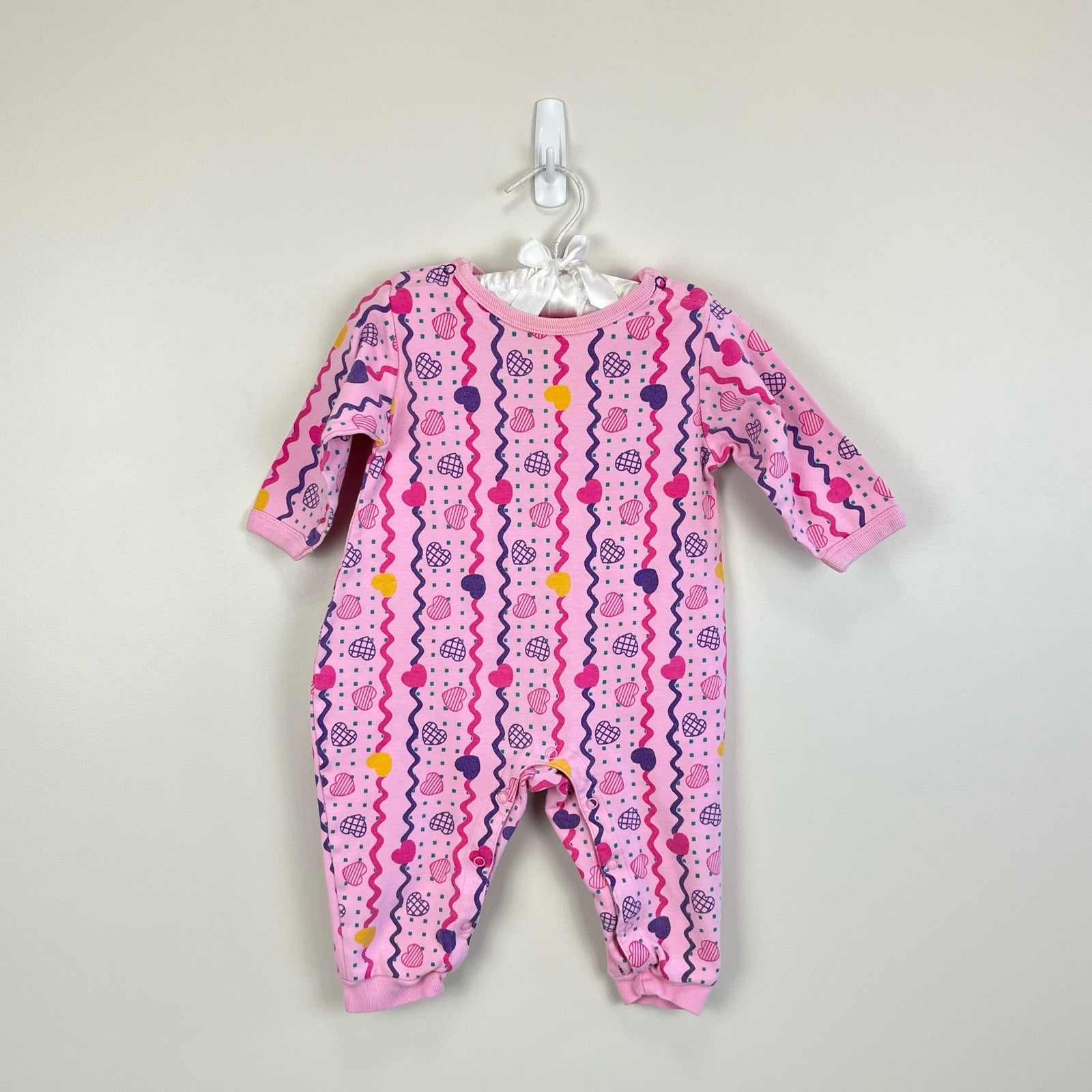 Vintage Mini Wear Pink Heart Jumpsuit Romper 18 Months