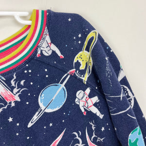 Mini Boden Cosy Printed Sweatshirt Dress Space Navy 6-7