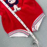 Load image into Gallery viewer, Vintage Doe Spun Red Applique Lion Shortall Romper 3-6 Months
