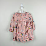 Load image into Gallery viewer, Mini Boden Nostalgic Alphabet Pleated Ruffle Dress Pink 12-18 months
