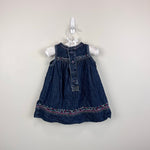Load image into Gallery viewer, Y2K Vintage Gap Embroidered Flower Heart Denim Jumper Dress 3-6 Months
