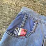 Load image into Gallery viewer, Vintage Girls Denim Patchwork Striped Pencil Skirt
