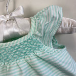 Load image into Gallery viewer, Janie &amp; Jack Aqua Stripe Flutter Sleeve Romper 0-3 Months
