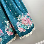 Load image into Gallery viewer, Vintage Daisy Kingdom Green Velvet Floral Holiday Dress 10
